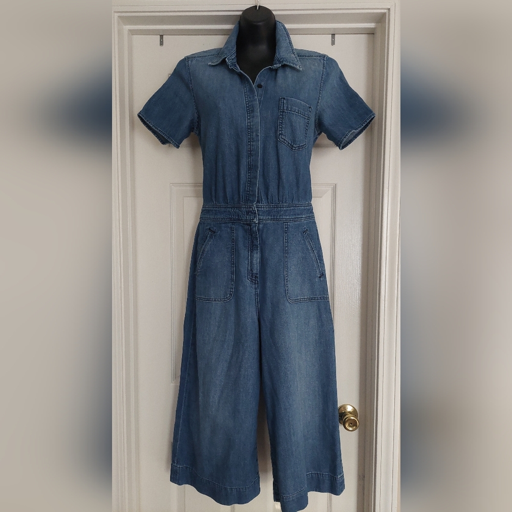 7 For All Mankind Blue Denim Jumpsuit
